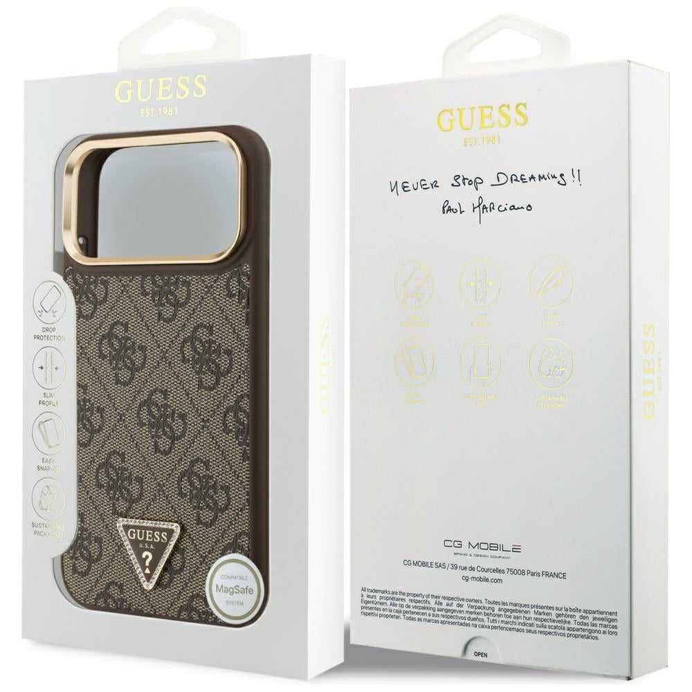 MagSafe cover til Apple iPhone 17 Pro Max, Guess, 4G Triangle Logo, Gylden Brun