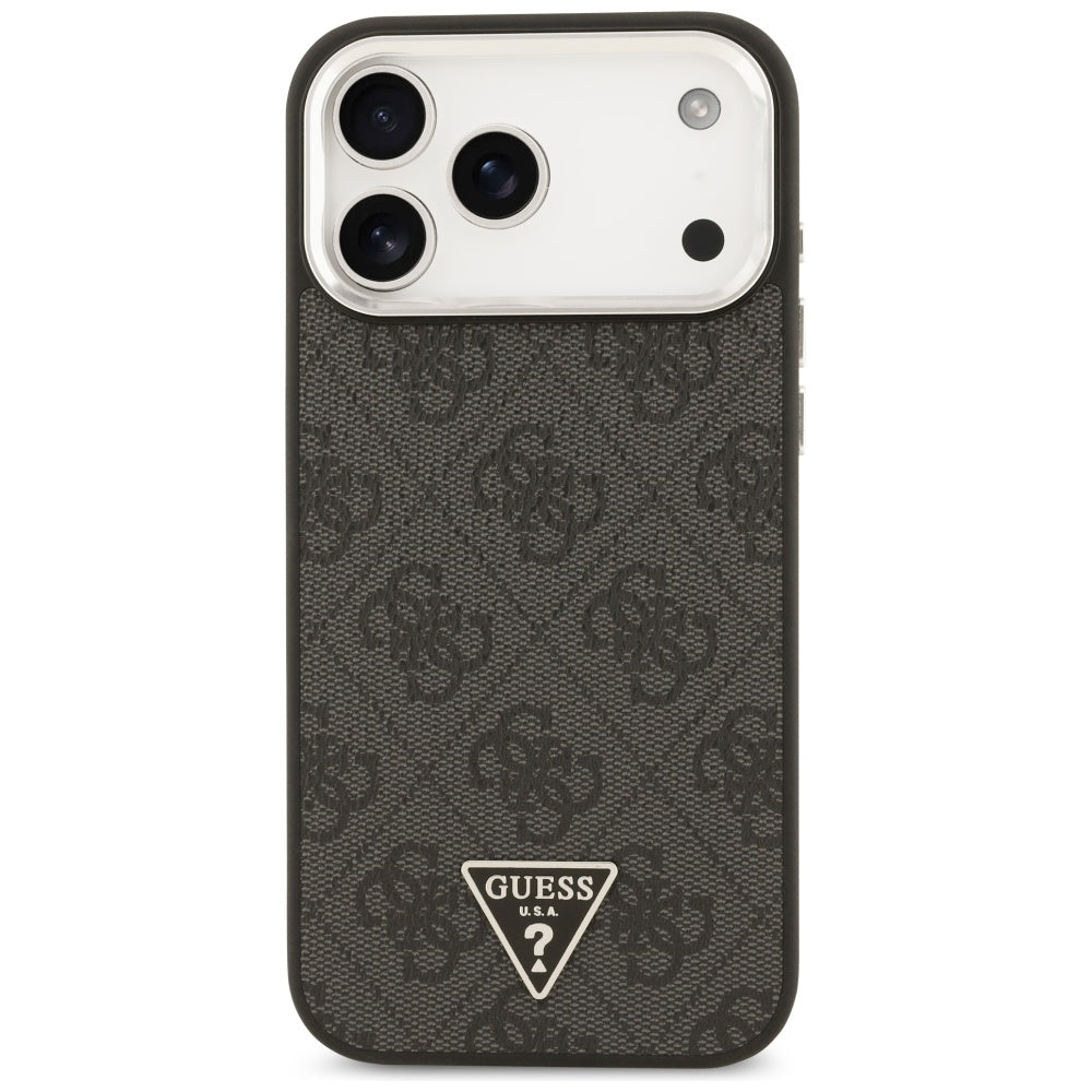 MagSafe cover til Apple iPhone 17 Pro Max, Guess, 4G Triangle Logo, Sort Sølvfarvet
