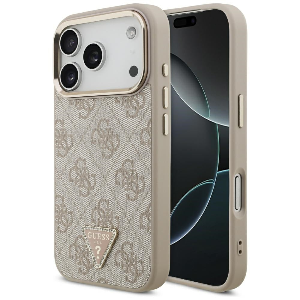 MagSafe cover til Apple iPhone 17 Pro Max, Guess, 4G Triangle Logo, Gylden Rosa