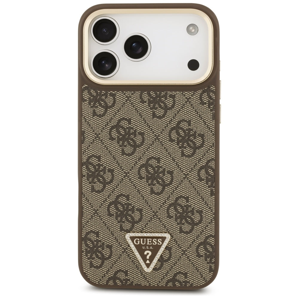 MagSafe cover til Apple iPhone 17 Pro Max, Guess, 4G Triangle Logo med stor rem, Brun
