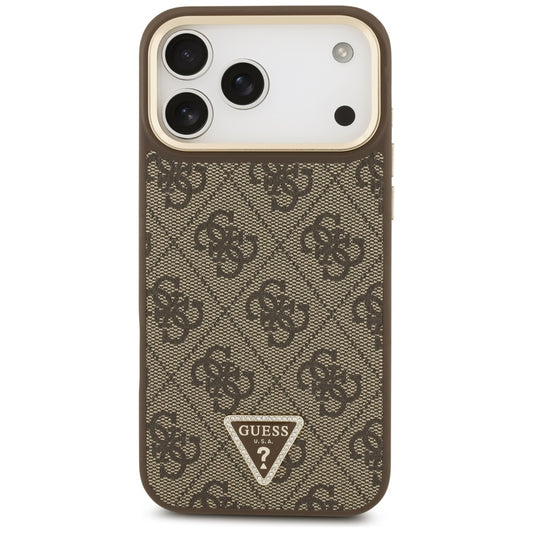 MagSafe cover til Apple iPhone 17 Pro Max, Guess, 4G Triangle Logo med stor rem, Brun