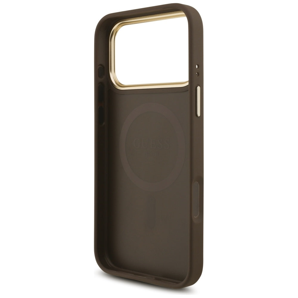 MagSafe cover til Apple iPhone 17 Pro Max, Guess, 4G Triangle Logo med stor rem, Brun