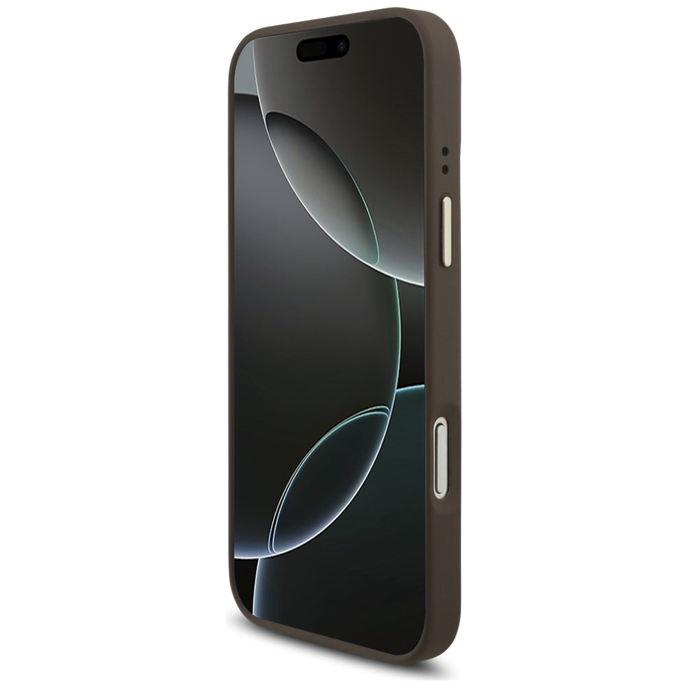 MagSafe cover til Apple iPhone 17 Pro Max, Guess, 4G Triangle Logo med stor rem, Brun