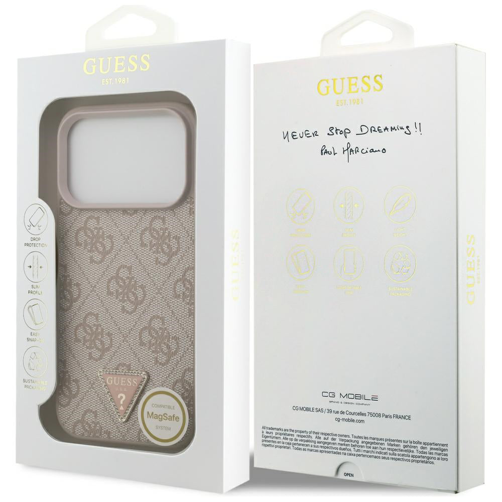 MagSafe cover til Apple iPhone 17 Pro Max, Guess, 4G Triangle Strass, Pink