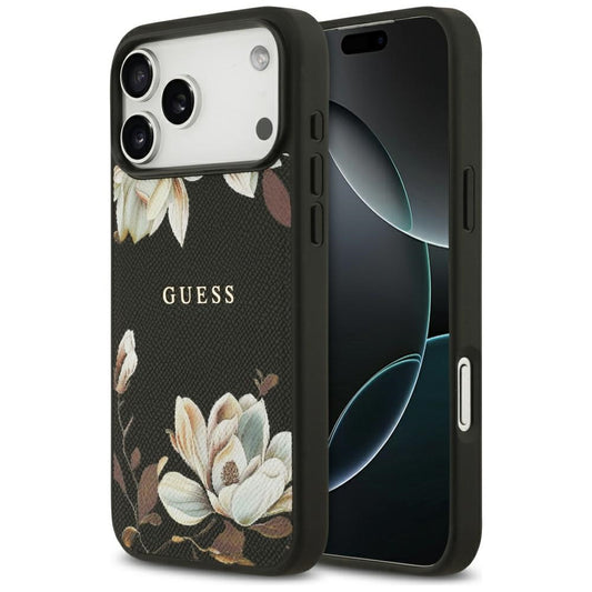 MagSafe cover til Apple iPhone 17 Pro Max, Guess, Grained Flowers, Sort