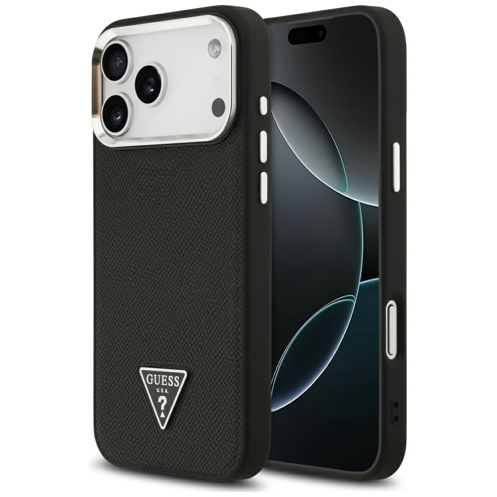 MagSafe cover til Apple iPhone 17 Pro Max, Guess, Grained Triangle Logo, Sort