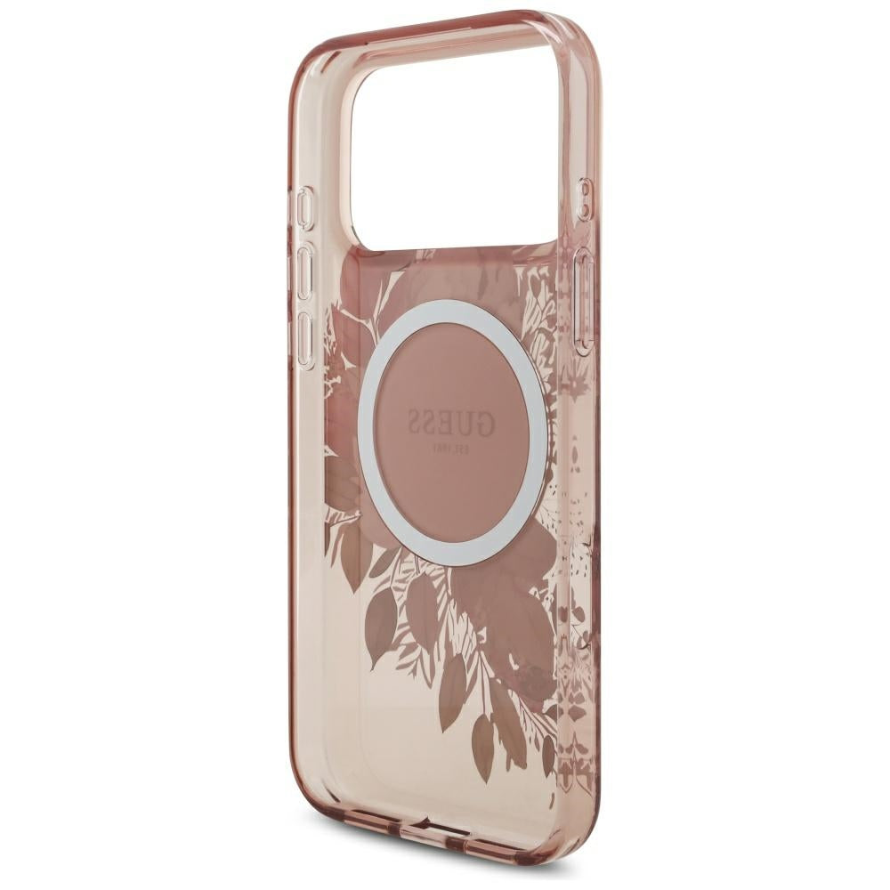 MagSafe cover til Apple iPhone 17 Pro Max, Guess, IML Flowers with Pearl Strap, Pink