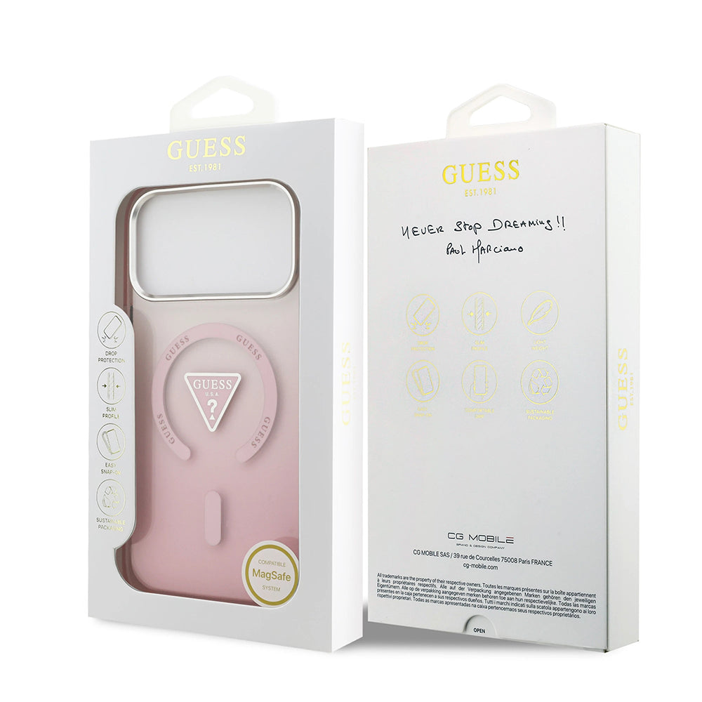 MagSafe cover til Apple iPhone 17 Pro Max, Guess, IML Gradient Triangle Logo, Pink
