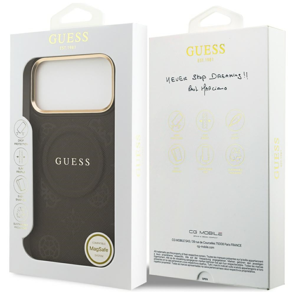 MagSafe cover til Apple iPhone 17 Pro Max, Guess, Peony Hot Stamp, Brun