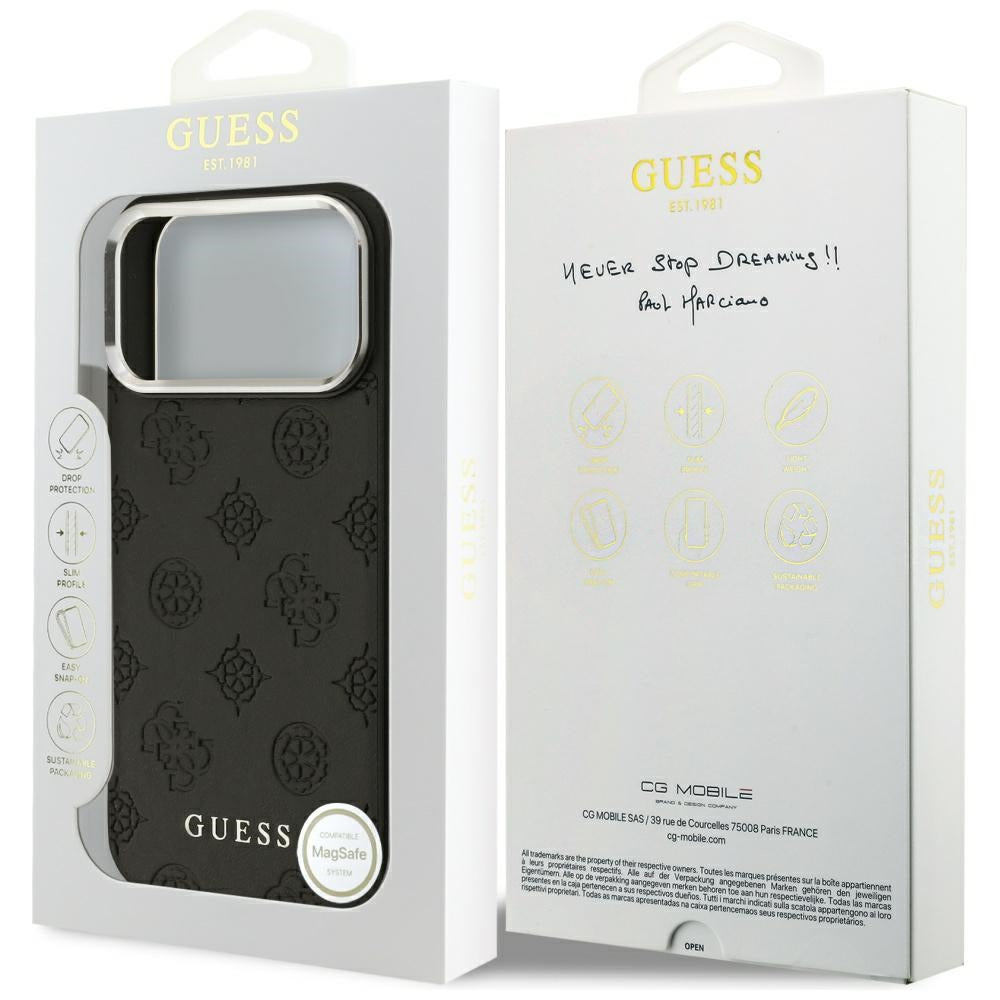 MagSafe cover til Apple iPhone 17 Pro Max, Guess, Peony Hot Stamp Script, Sort
