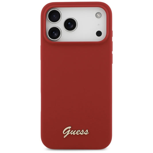 MagSafe cover til Apple iPhone 17 Pro Max, Guess, Script Metal Logo, Rød