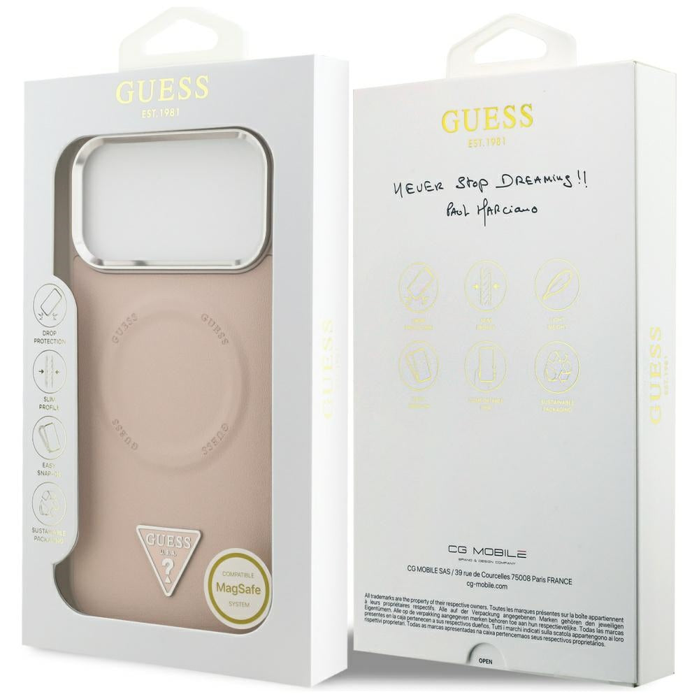 MagSafe cover til Apple iPhone 17 Pro Max, Guess, Triangle Logo, Sølvrosa