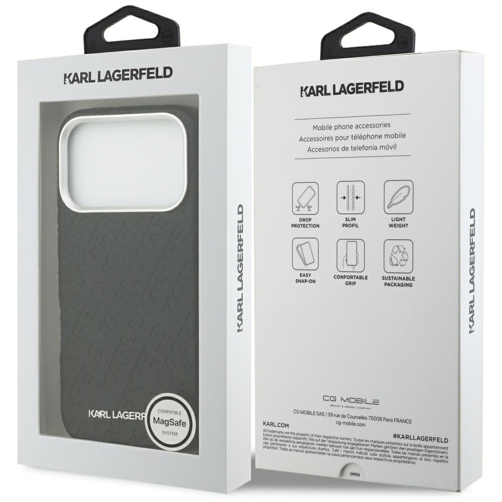 MagSafe cover til Apple iPhone 17 Pro Max, Karl Lagerfeld, FW Stamped Karl, Sort