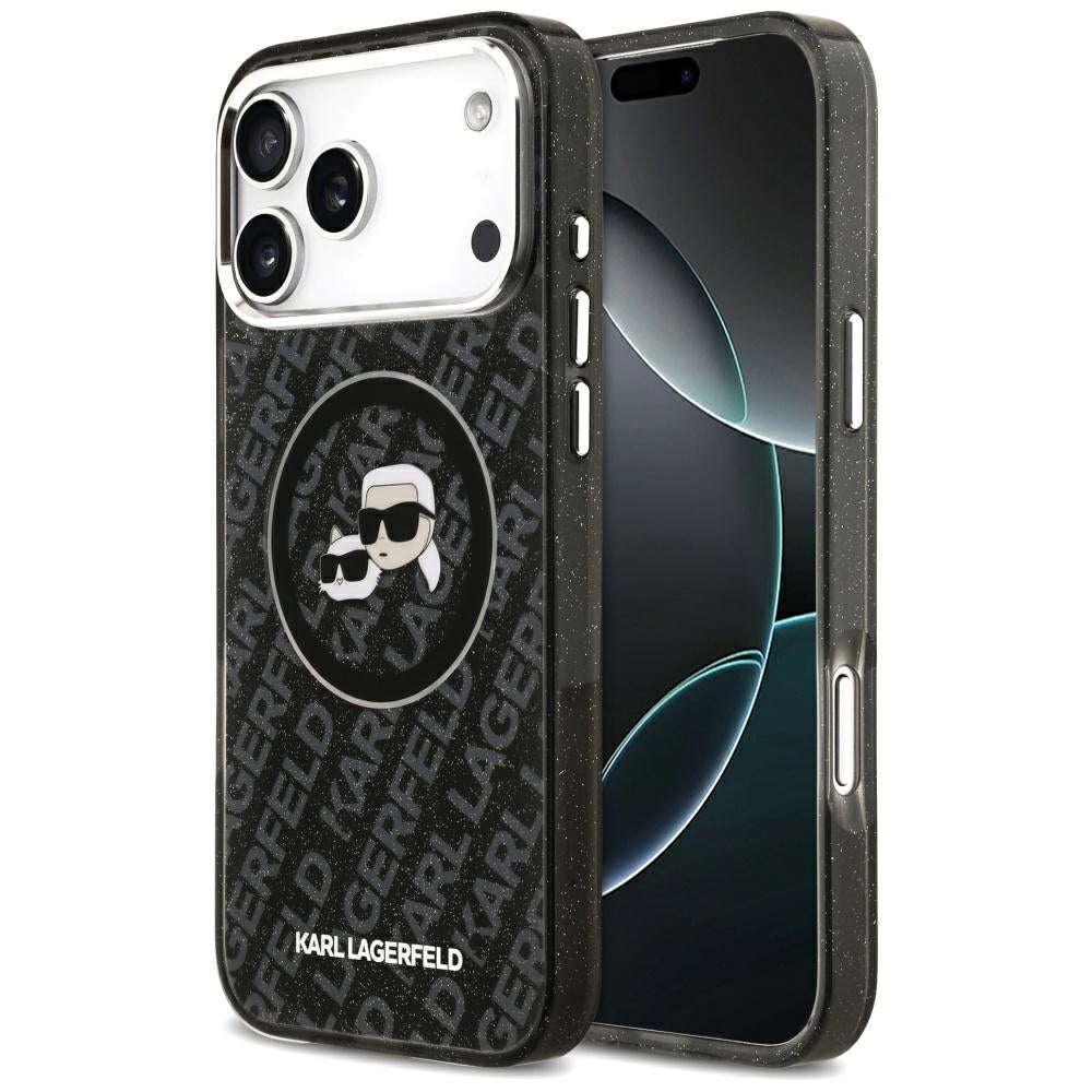 MagSafe cover til Apple iPhone 17 Pro Max, Karl Lagerfeld, Glitter Karl & Choupette Head, Sort