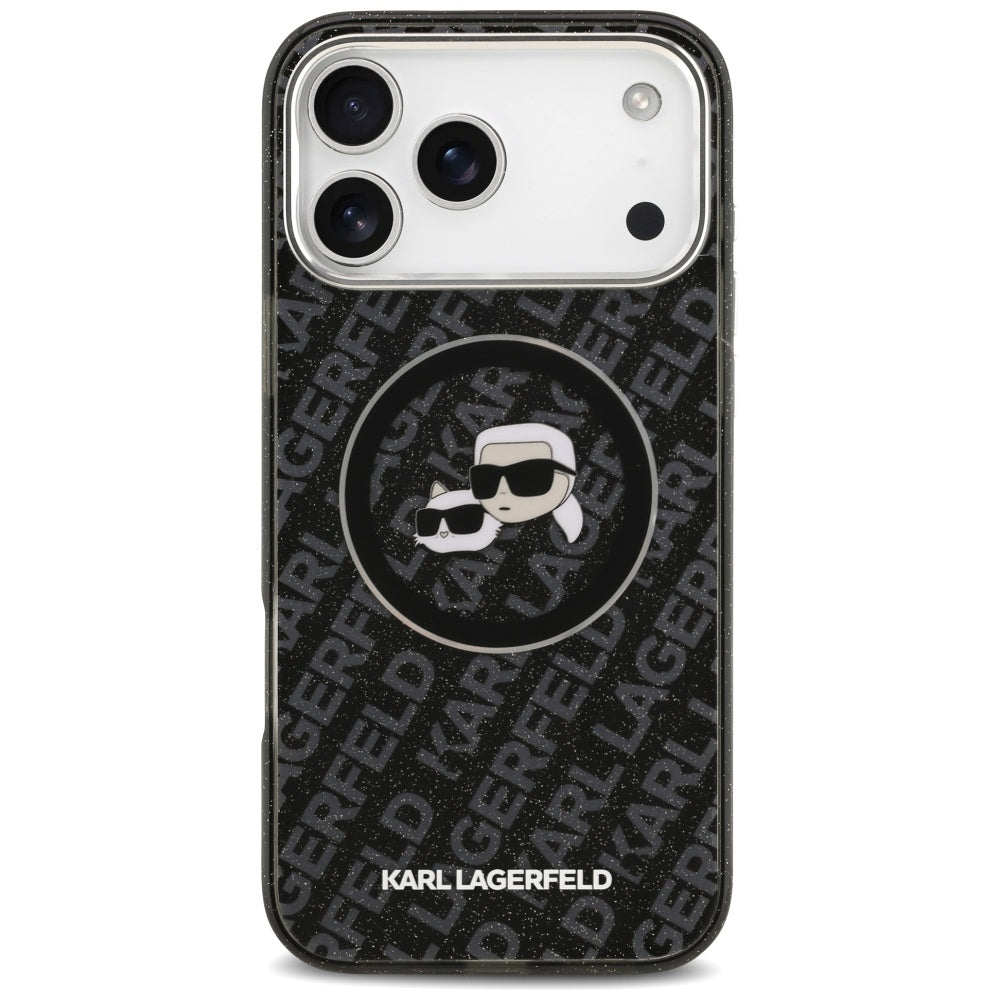 MagSafe cover til Apple iPhone 17 Pro Max, Karl Lagerfeld, Glitter Karl & Choupette Head, Sort