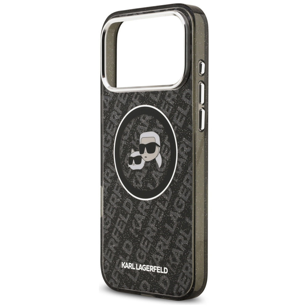 MagSafe cover til Apple iPhone 17 Pro Max, Karl Lagerfeld, Glitter Karl & Choupette Head, Sort
