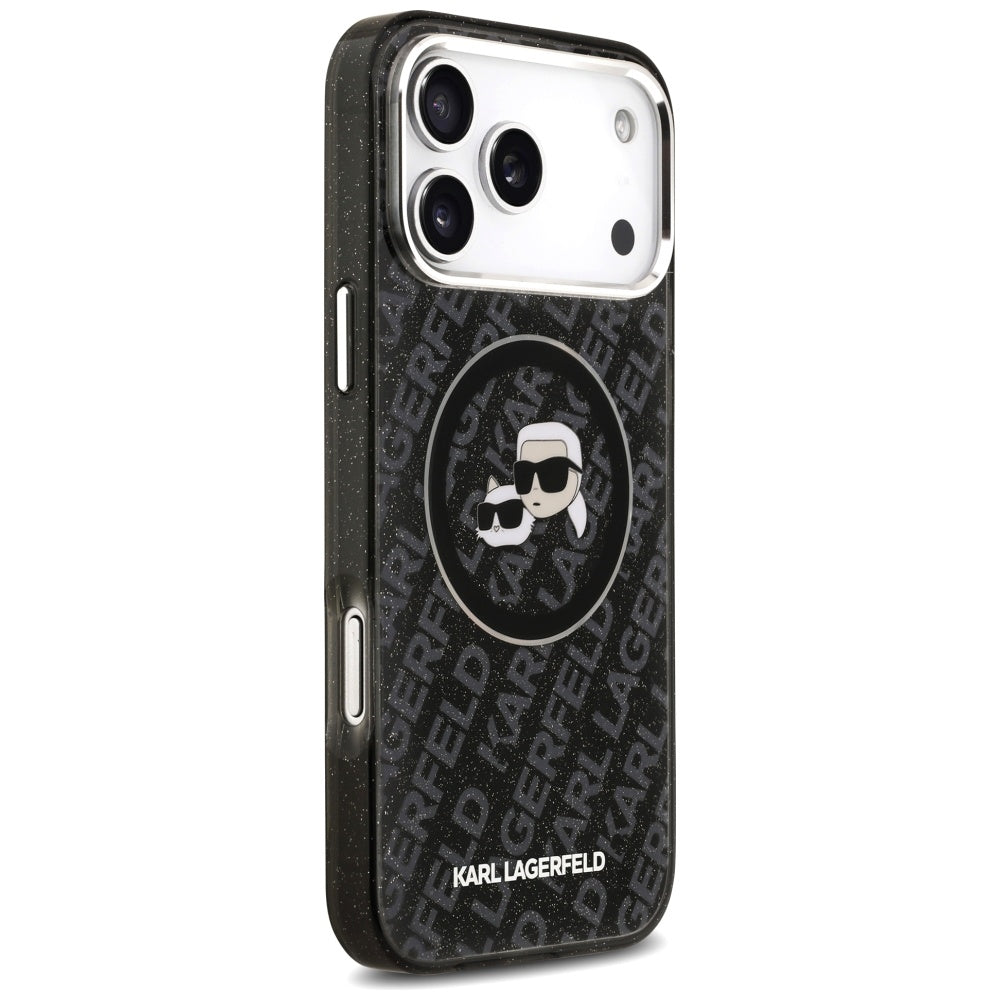 MagSafe cover til Apple iPhone 17 Pro Max, Karl Lagerfeld, Glitter Karl & Choupette Head, Sort
