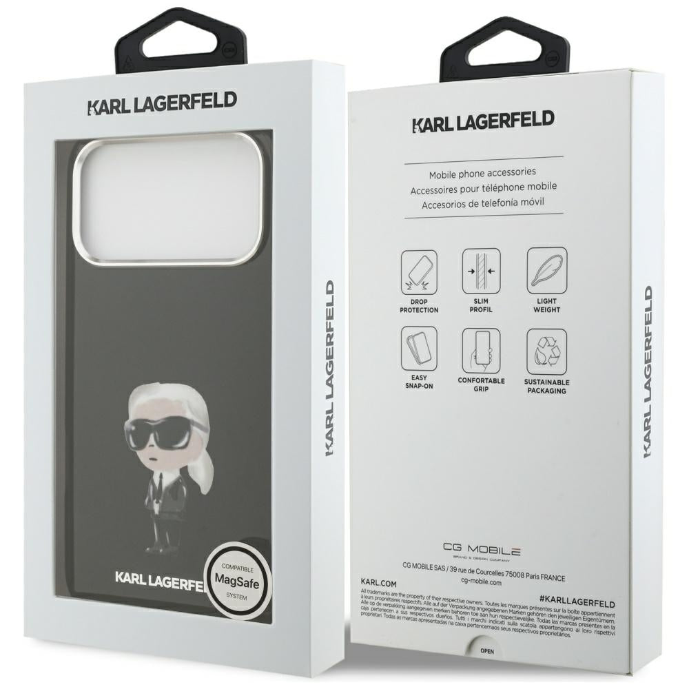 MagSafe cover til Apple iPhone 17 Pro Max, Karl Lagerfeld, IML Aquarelle Karl Ikonik, Sort