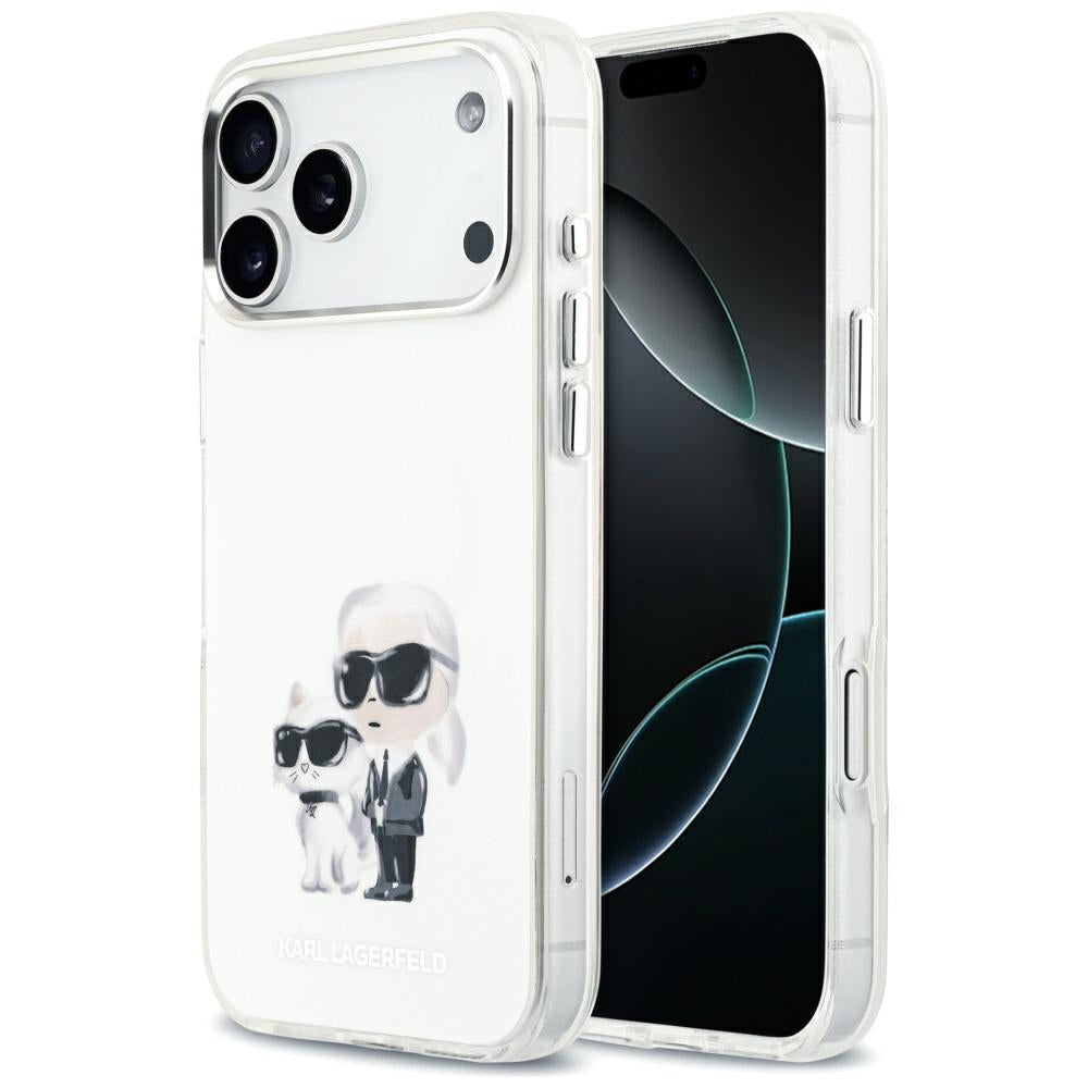 MagSafe cover til Apple iPhone 17 Pro Max, Karl Lagerfeld, IML Aquarelle Logo Karl & Choupette, Hvid