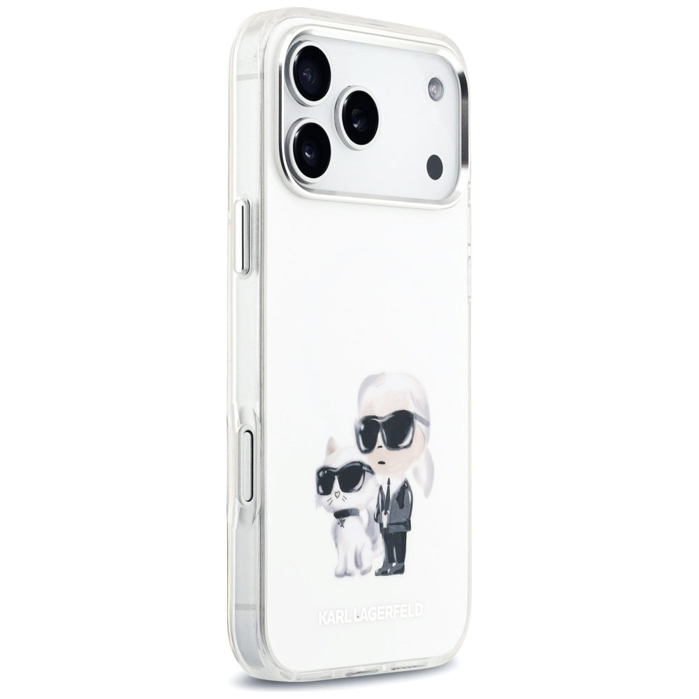 MagSafe cover til Apple iPhone 17 Pro Max, Karl Lagerfeld, IML Aquarelle Logo Karl & Choupette, Hvid