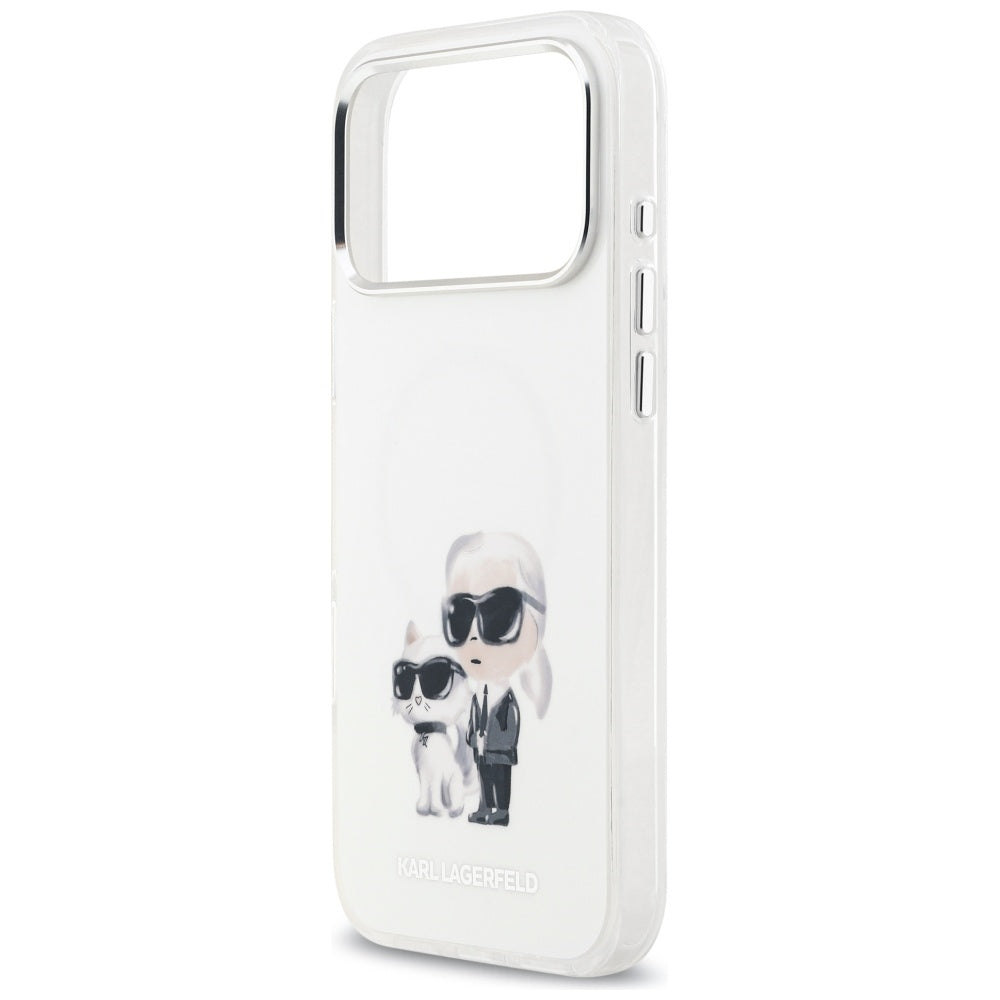 MagSafe cover til Apple iPhone 17 Pro Max, Karl Lagerfeld, IML Aquarelle Logo Karl & Choupette, Hvid