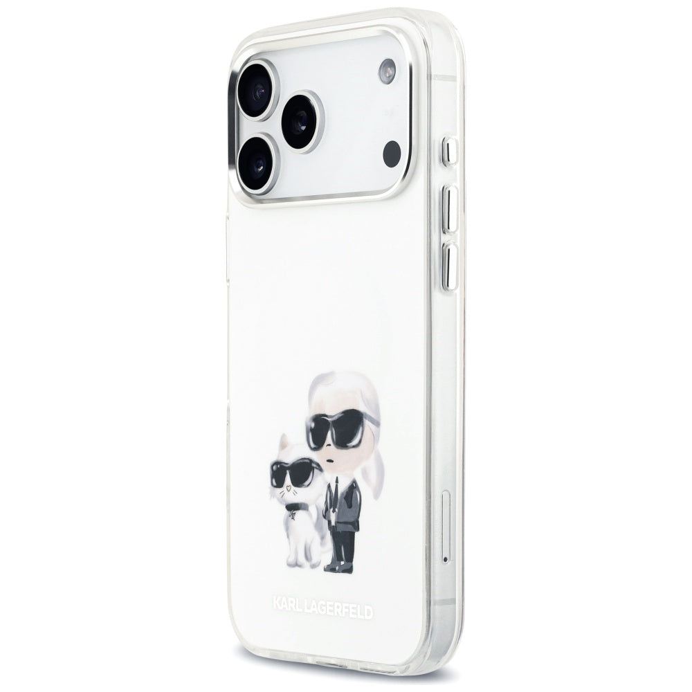 MagSafe cover til Apple iPhone 17 Pro Max, Karl Lagerfeld, IML Aquarelle Logo Karl & Choupette, Hvid