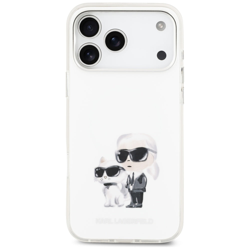 MagSafe cover til Apple iPhone 17 Pro Max, Karl Lagerfeld, IML Aquarelle Logo Karl & Choupette, Hvid
