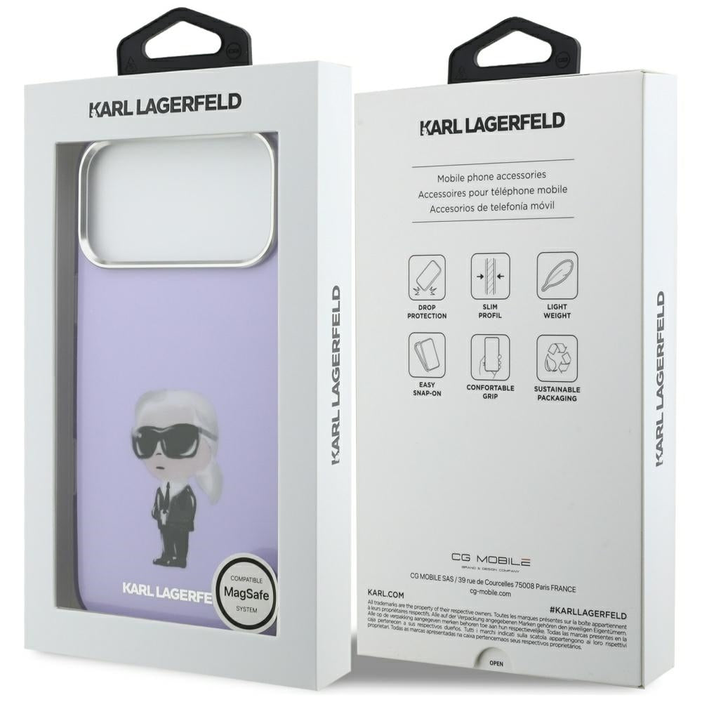 MagSafe cover til Apple iPhone 17 Pro Max, Karl Lagerfeld, IML Aquarelle Logo Karl, Lilla