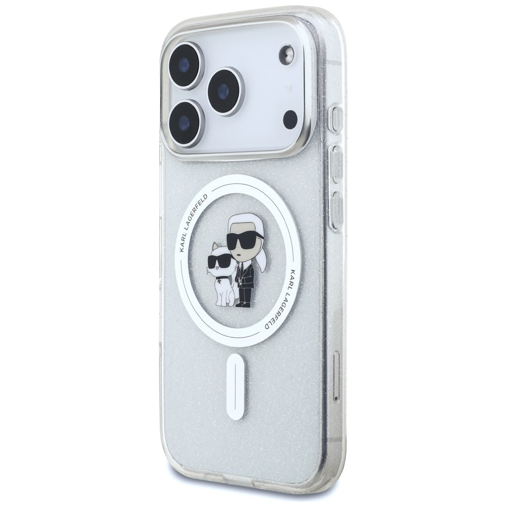 MagSafe cover til Apple iPhone 17 Pro Max, Karl Lagerfeld, IML Glitter Karl & Choupette, Gennemsigtig