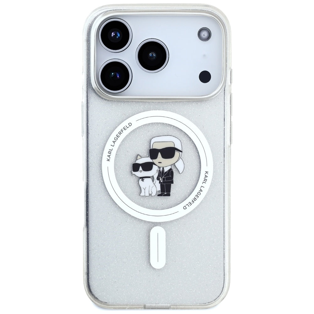 MagSafe cover til Apple iPhone 17 Pro Max, Karl Lagerfeld, IML Glitter Karl & Choupette, Gennemsigtig