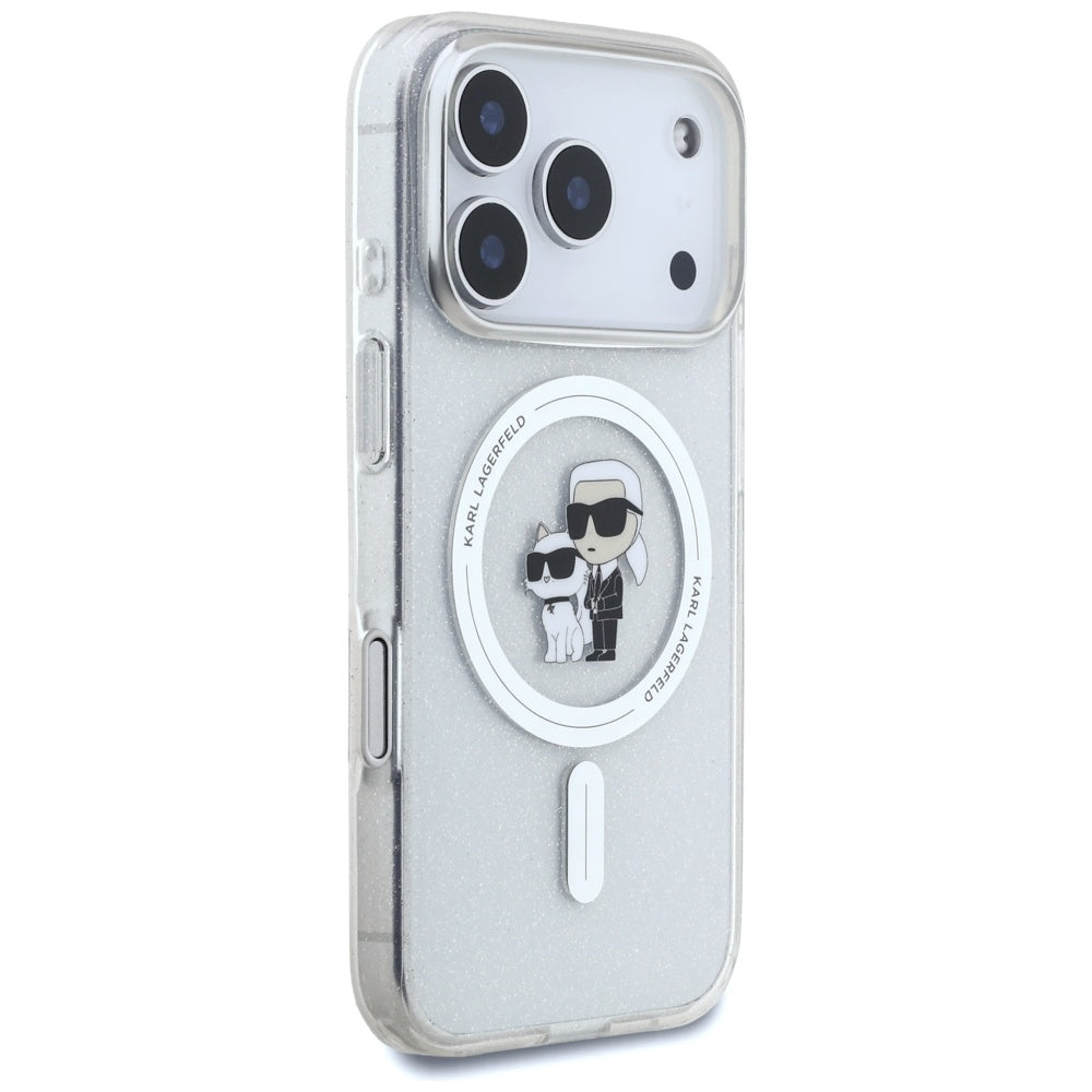 MagSafe cover til Apple iPhone 17 Pro Max, Karl Lagerfeld, IML Glitter Karl & Choupette, Gennemsigtig