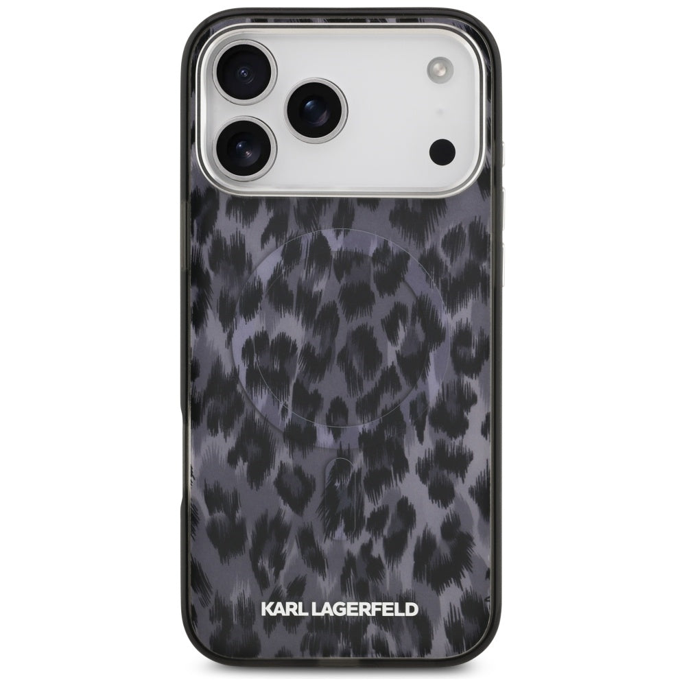 MagSafe cover til Apple iPhone 17 Pro Max, Karl Lagerfeld, IML Leopard Mønster, Sort