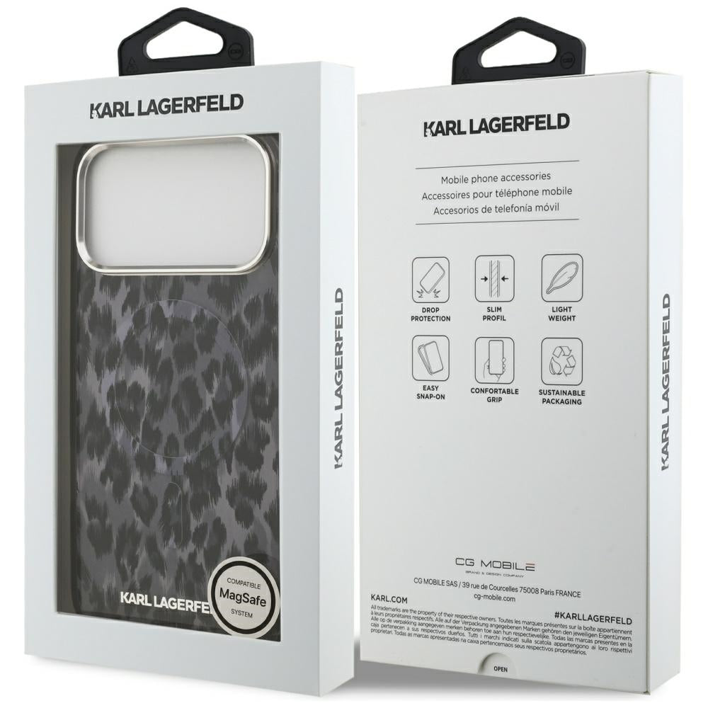 MagSafe cover til Apple iPhone 17 Pro Max, Karl Lagerfeld, IML Leopard Mønster, Sort