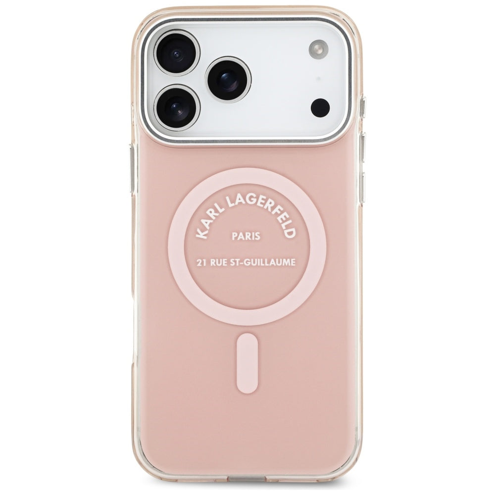 MagSafe Case for Apple iPhone 17 Pro Max, Karl Lagerfeld, IML Logo RSG, Pink