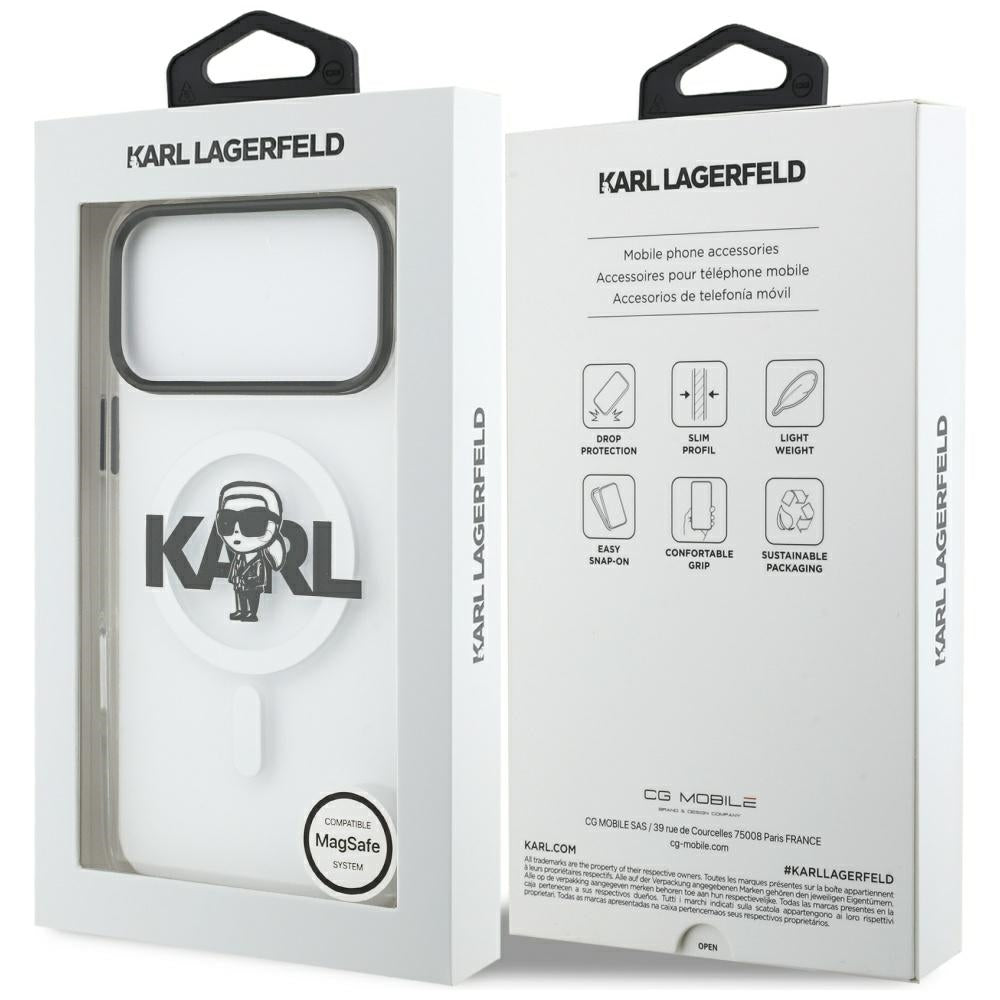 MagSafe cover til Apple iPhone 17 Pro Max, Karl Lagerfeld, IML Sketch Logo Karl, Gennemsigtig