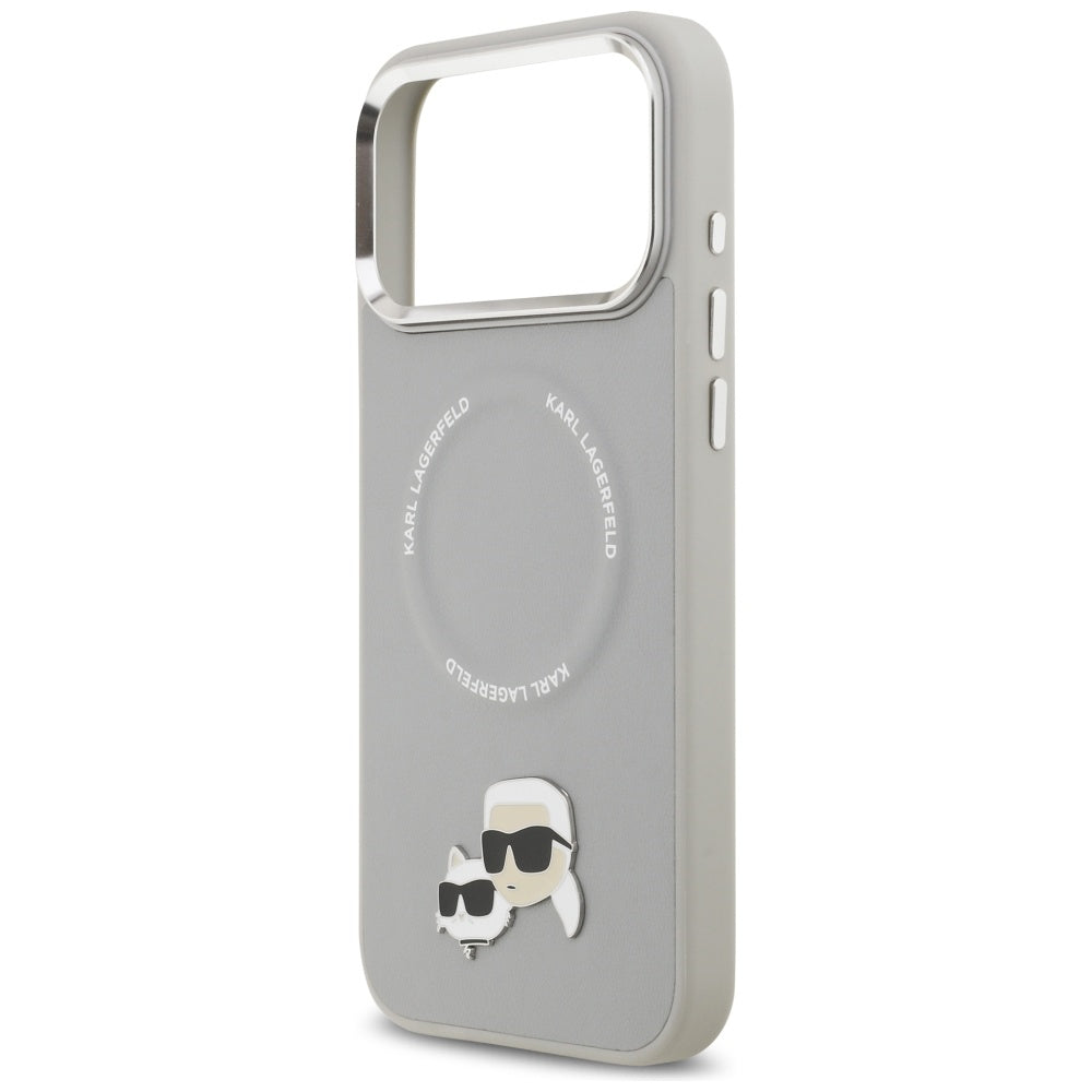 MagSafe Case for Apple iPhone 17 Pro Max, Karl Lagerfeld, Karl & Choupette Pins, Grey