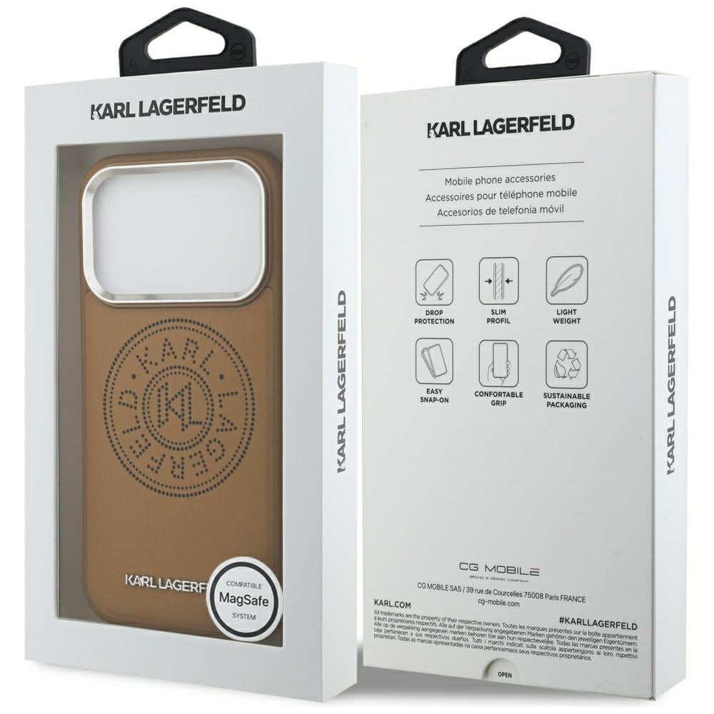 MagSafe cover til Apple iPhone 17 Pro Max, Karl Lagerfeld, Point & Metal Logo, Brun