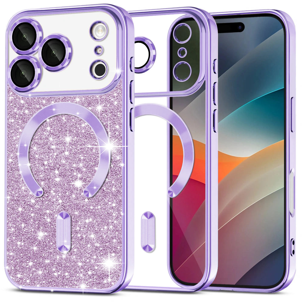 MagSafe cover til Apple iPhone 17 Pro Max, Techsuit, Luxury Glitter, Lys Lilla