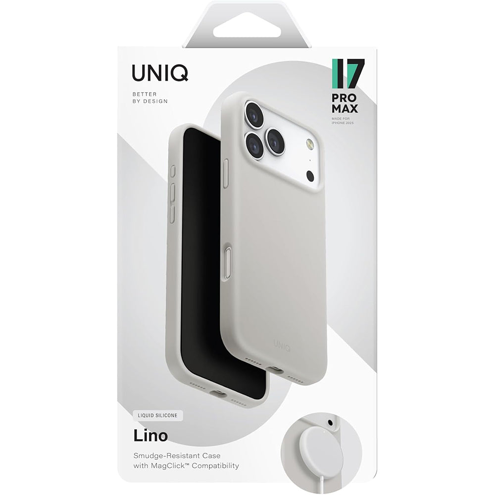 MagSafe cover til Apple iPhone 17 Pro Max, UNIQ, Lino MagClick, Grå