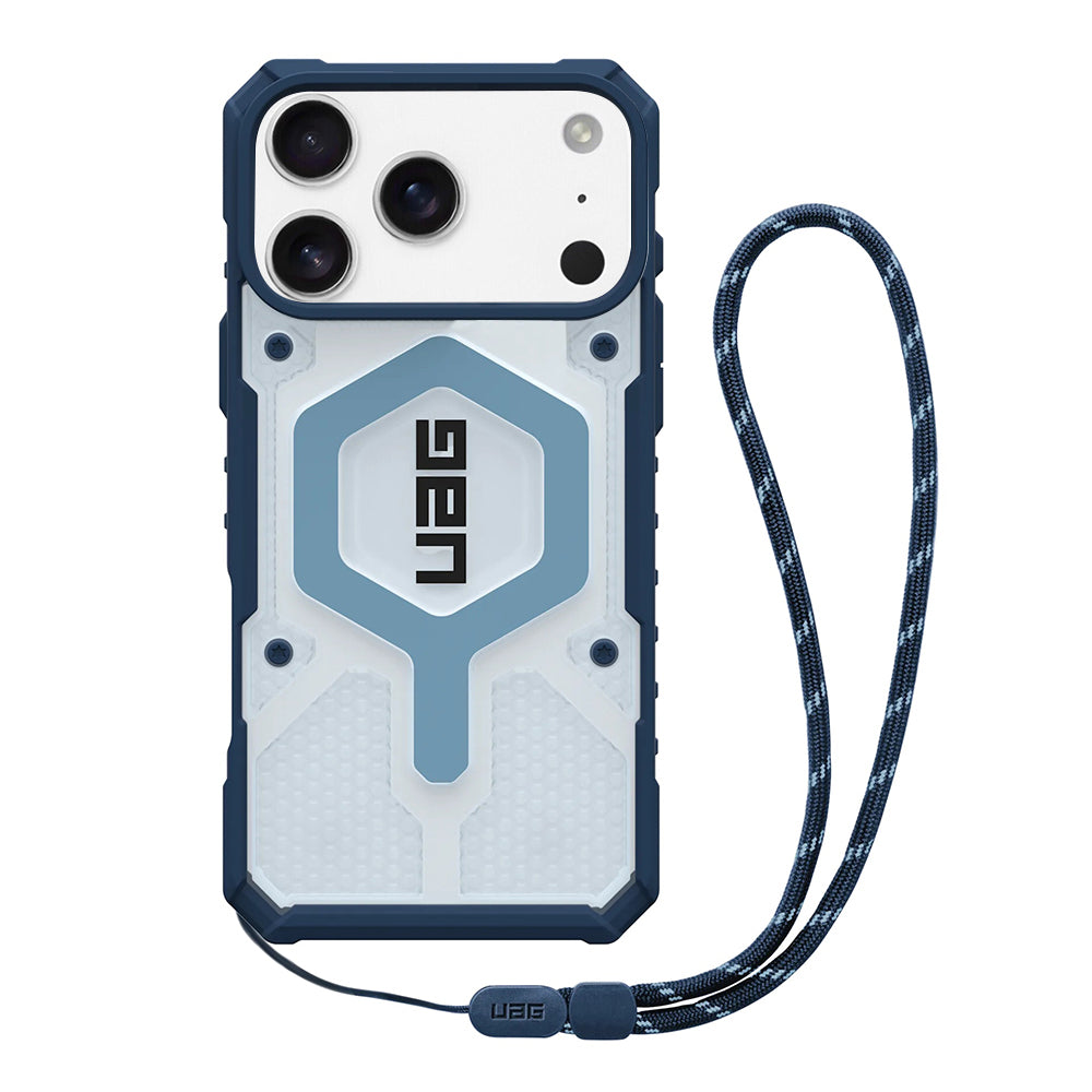MagSafe Case for Apple iPhone 17 Pro Max, Urban Armor Gear, Pathfinder Clear with Lanyard, Blue