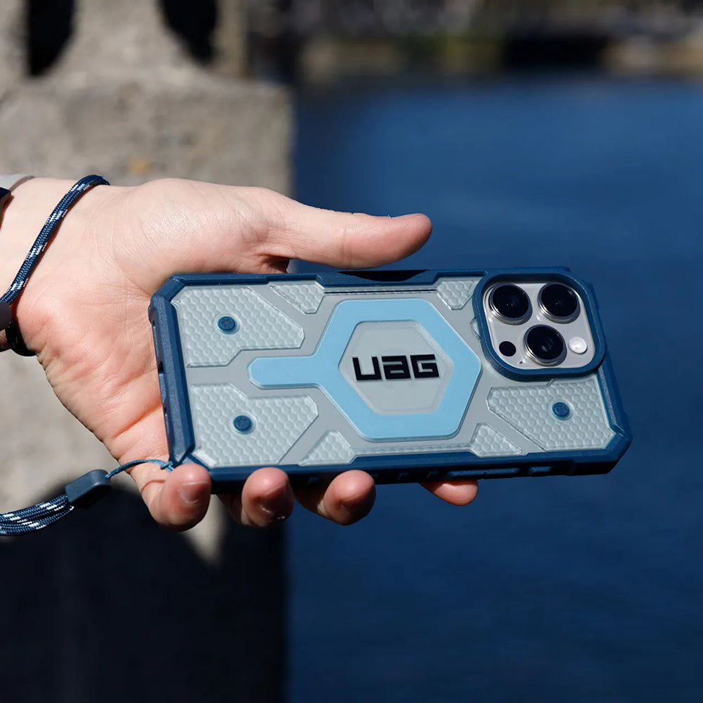 MagSafe Case for Apple iPhone 17 Pro Max, Urban Armor Gear, Pathfinder Clear with Lanyard, Blue