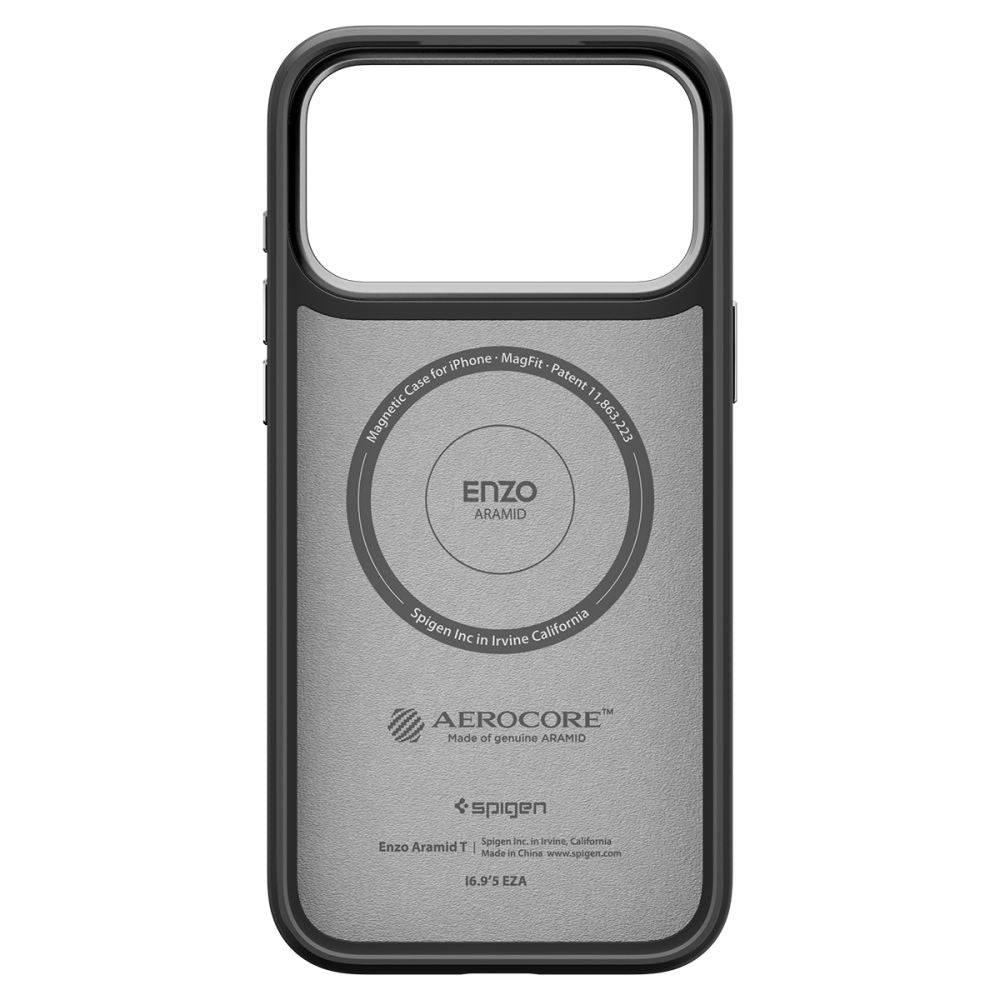 MagSafe cover til Apple iPhone 17 Pro, Spigen, Enzo Aramid T, Sort Sølv ACS09958