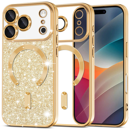MagSafe cover til Apple iPhone 17 Pro, Techsuit, Luxury Glitter, Gylden