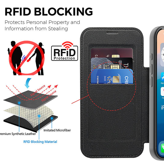 MagSafe cover til Apple iPhone 17 Pro, Techsuit, SmartMag Book, Sort