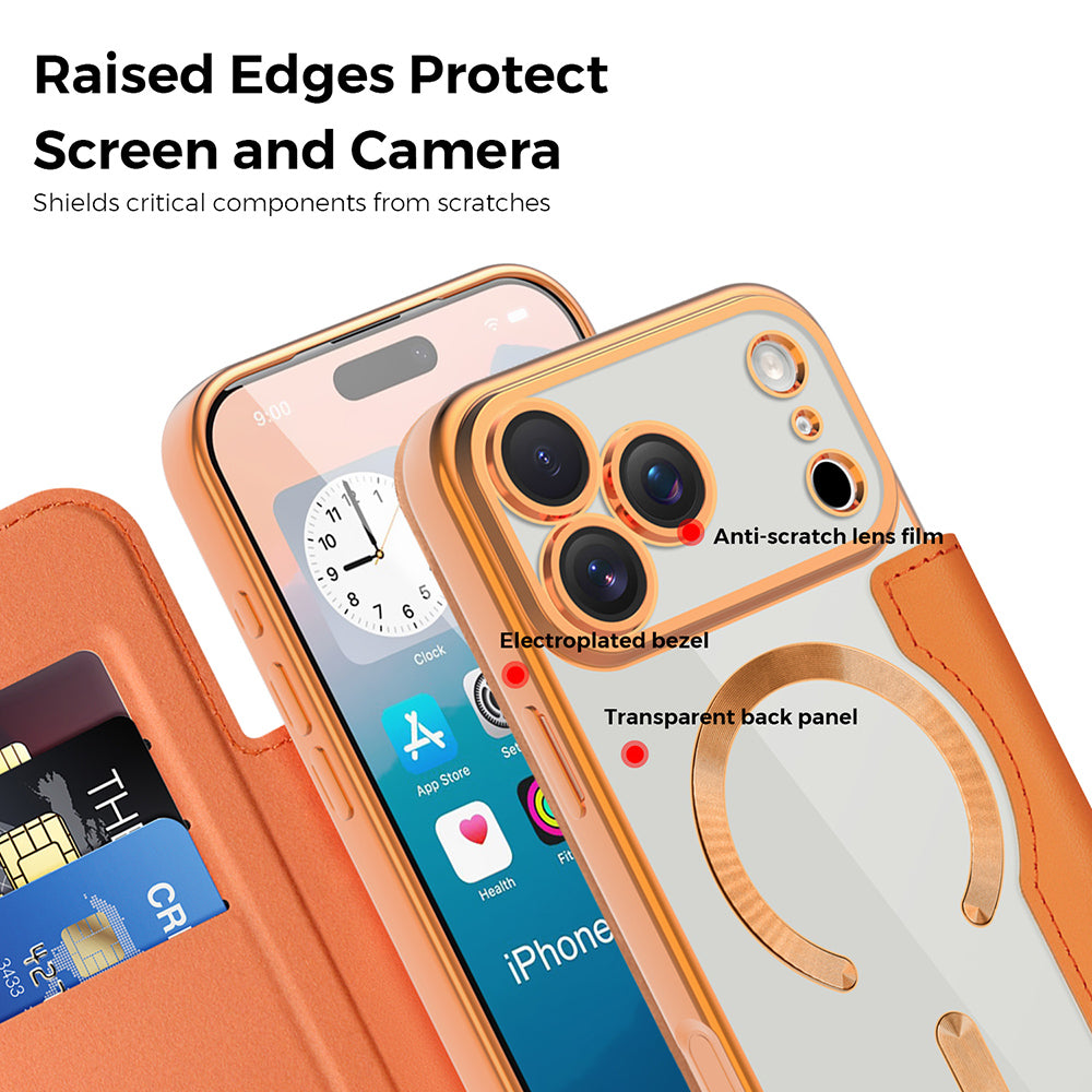 MagSafe cover til Apple iPhone 17 Pro, Techsuit, SmartMag Book, Orange