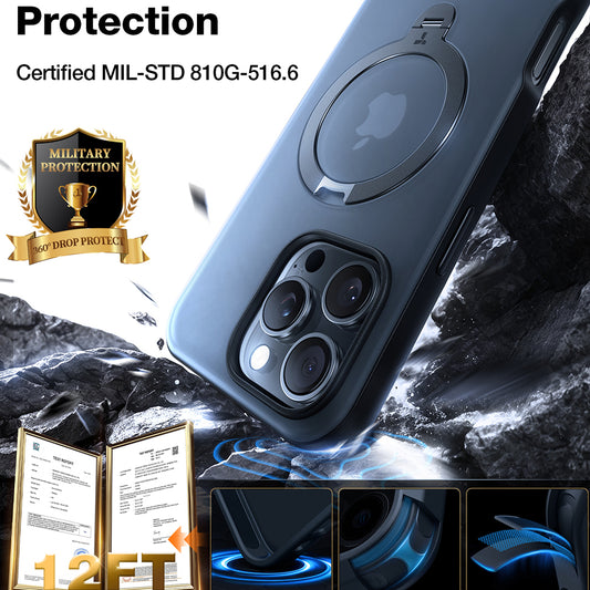 MagSafe cover til Apple iPhone 17 Pro, Torras, Ostand Spin, Blå