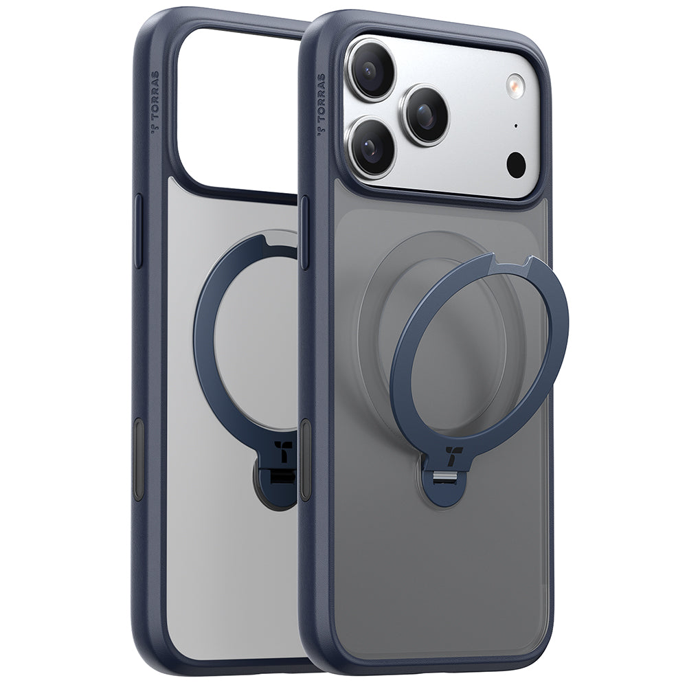 MagSafe cover til Apple iPhone 17 Pro, Torras, Ostand Spin, Marineblå
