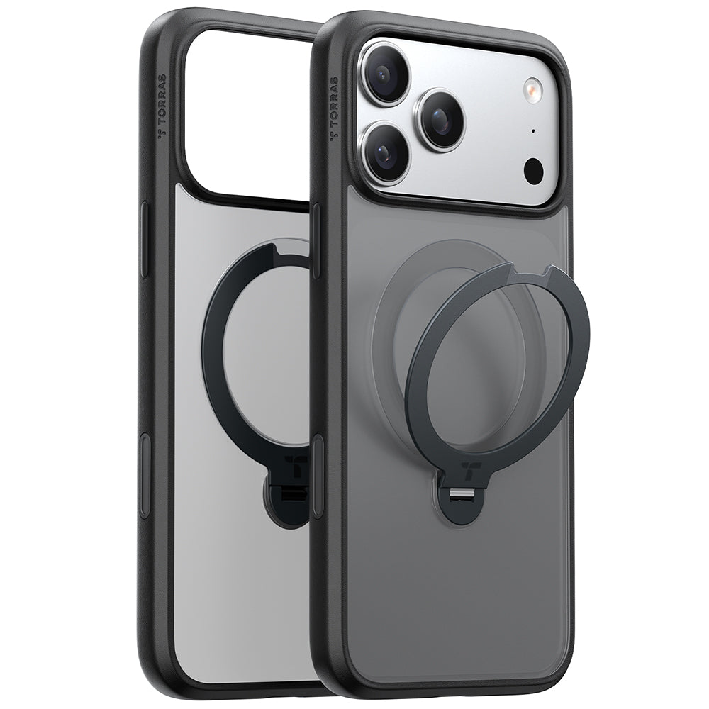 MagSafe cover til Apple iPhone 17 Pro, Torras, Ostand Spin, Sort