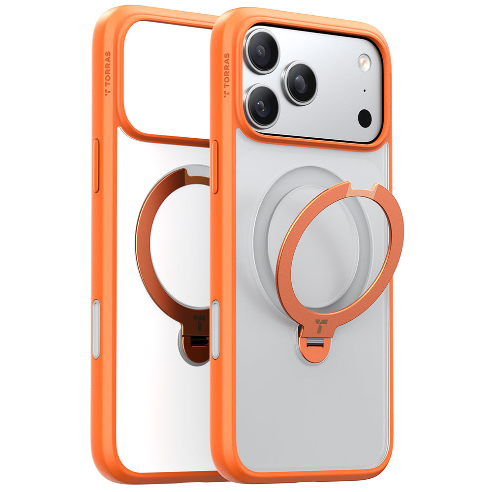 MagSafe cover til Apple iPhone 17 Pro, Torras, Ostand Spin, Orange