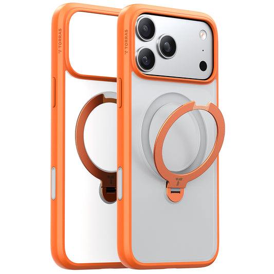 MagSafe Case for Apple iPhone 17 Pro, Torras, Ostand Spin, Orange